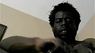 Hung black dude Jay pumps a albatross of cum out of his huge cock