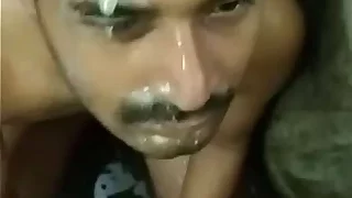 Desi Indian Tamil boy cum facial in bathroom